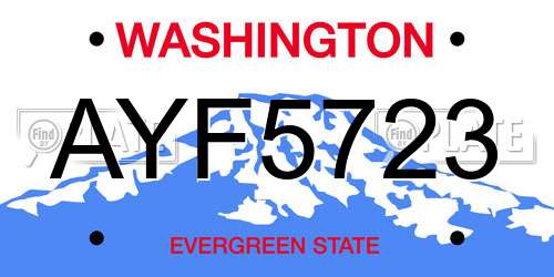 AYF5723 Washington License Plate