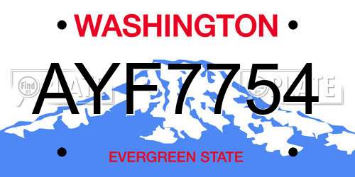 AYF7754 Washington License Plate
