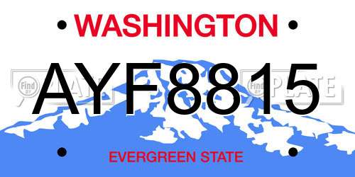 AYF8815 Washington License Plate