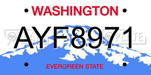 AYF8971 Washington License Plate