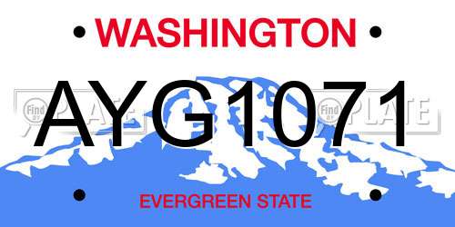 AYG1071 Washington License Plate