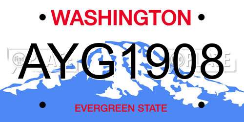 AYG1908 Washington License Plate