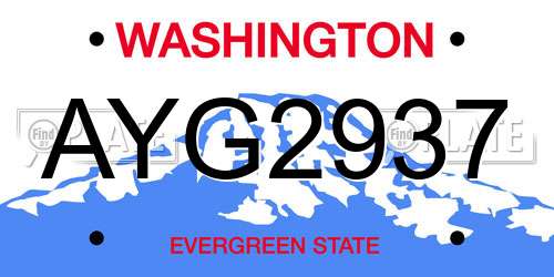 AYG2937 Washington License Plate