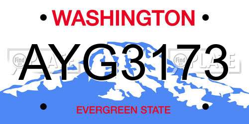 AYG3173 Washington License Plate
