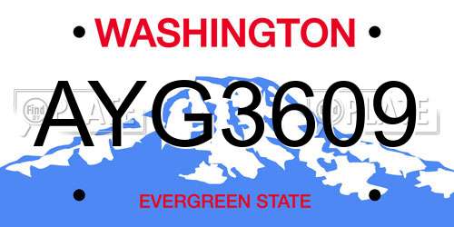AYG3609 Washington License Plate