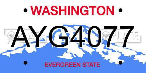 AYG4077 Washington License Plate