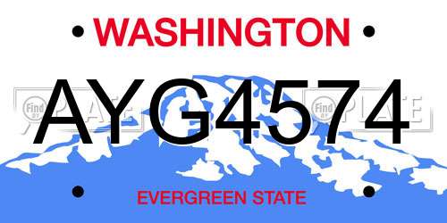 AYG4574 Washington License Plate