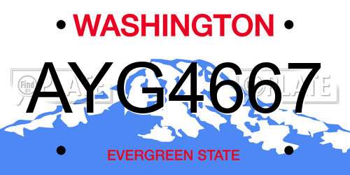 AYG4667 Washington License Plate