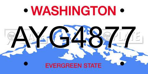 AYG4877 Washington License Plate