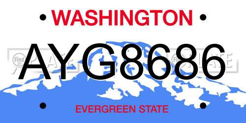 AYG8686 Washington License Plate