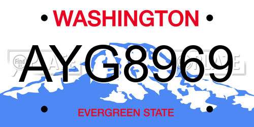AYG8969 Washington License Plate