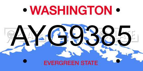 AYG9385 Washington License Plate