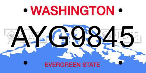 AYG9845 Washington License Plate