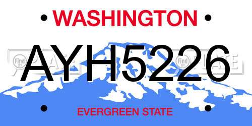 AYH5226 Washington License Plate