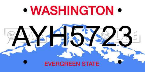 AYH5723 Washington License Plate