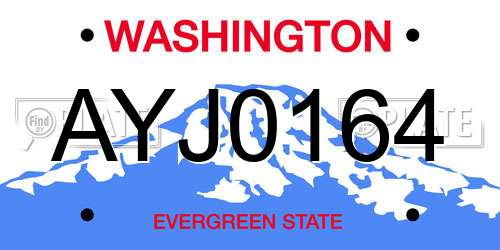 AYJ0164 Washington License Plate