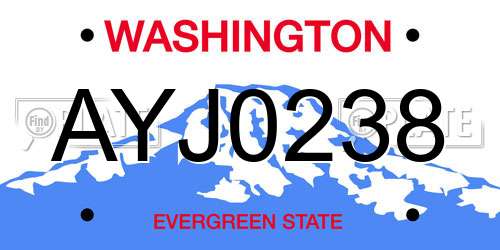 AYJ0238 Washington License Plate