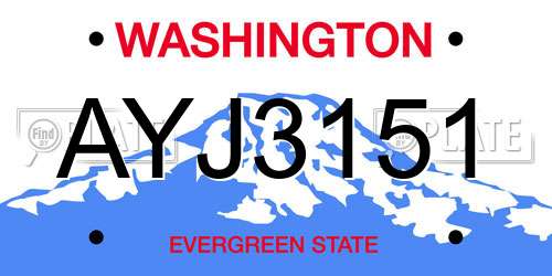 AYJ3151 Washington License Plate