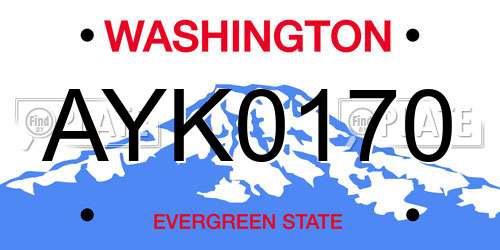 AYK0170 Washington License Plate