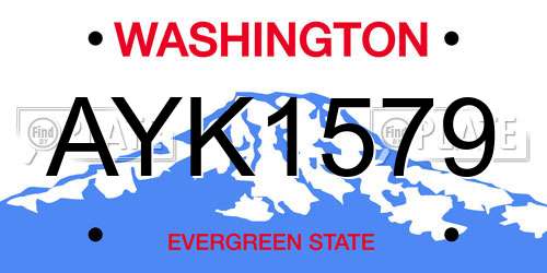AYK1579 Washington License Plate