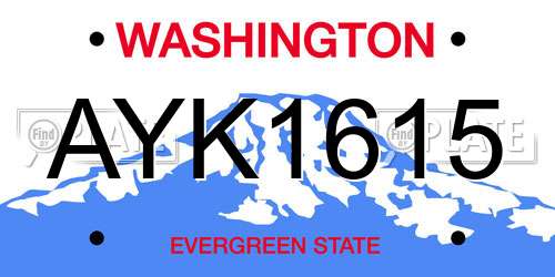 AYK1615 Washington License Plate
