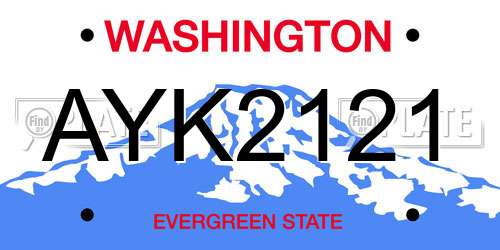 AYK2121 Washington License Plate
