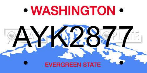 AYK2877 Washington License Plate