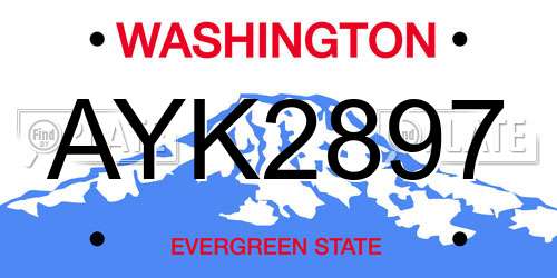 AYK2897 Washington License Plate