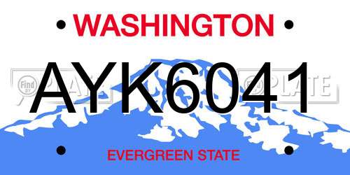 AYK6041 Washington License Plate