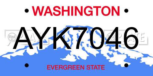 AYK7046 Washington License Plate