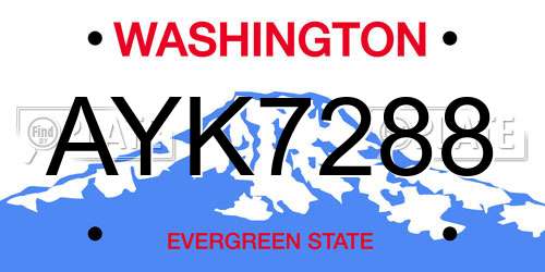 AYK7288 Washington License Plate