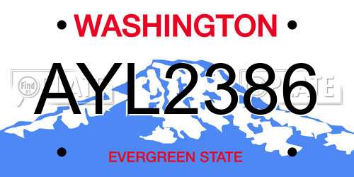 AYL2386 Washington License Plate