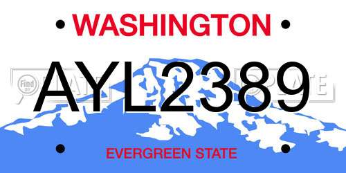 AYL2389 Washington License Plate