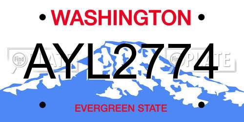 AYL2774 Washington License Plate