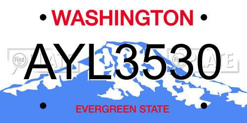 AYL3530 Washington License Plate