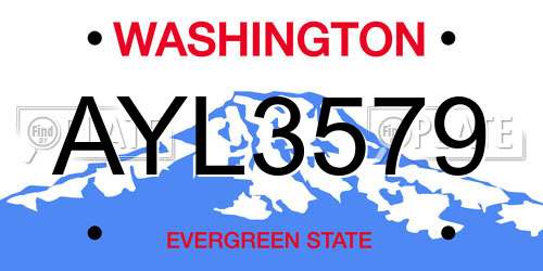 AYL3579 Washington License Plate