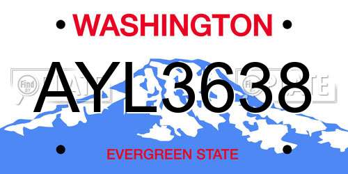 AYL3638 Washington License Plate