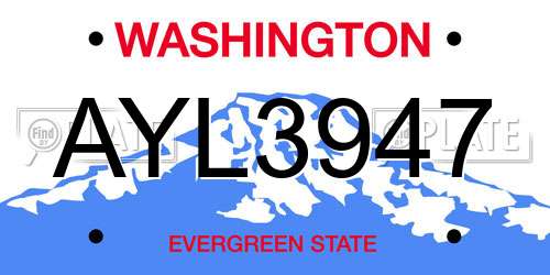 AYL3947 Washington License Plate