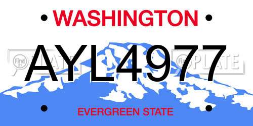 AYL4977 Washington License Plate