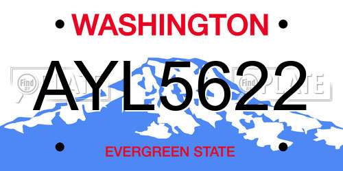 AYL5622 Washington License Plate