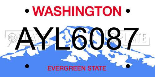 AYL6087 Washington License Plate