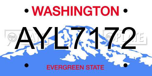 AYL7172 Washington License Plate