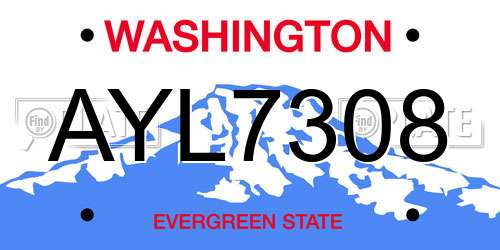 AYL7308 Washington License Plate