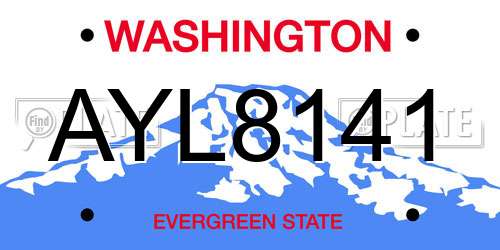 AYL8141 Washington License Plate