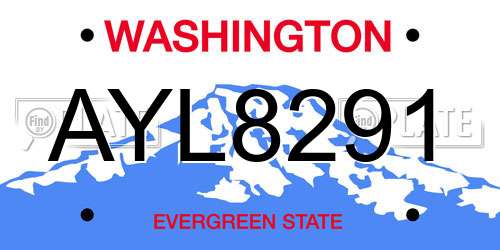 AYL8291 Washington License Plate