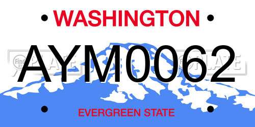 AYM0062 Washington License Plate