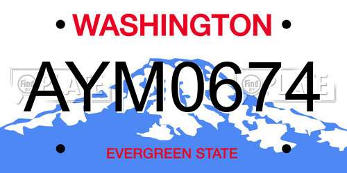 AYM0674 Washington License Plate