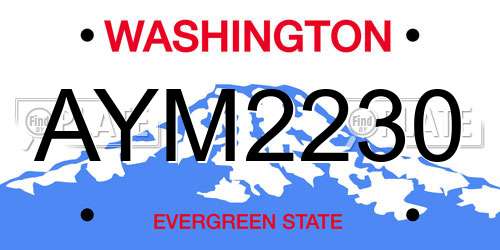 AYM2230 Washington License Plate