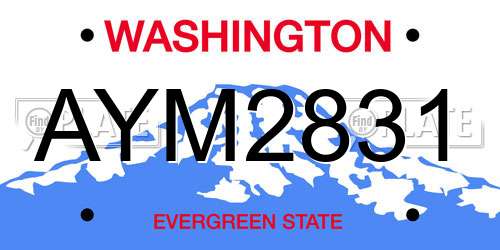 AYM2831 Washington License Plate