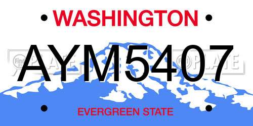 AYM5407 Washington License Plate
